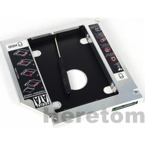 Heretom Universal Aluminum SATA to SATA 12.7mm 2nd HDD SSD Optical Bay Caddy For Laptop CD DVD-ROM Optibay
