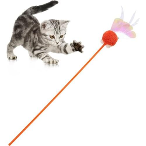 Legendog Cat Teaser Wand Faux Feather Shiny Kitten Wand Cat Teaser Toy Pet Training Toy Interactive Toy Kitten Scratching Toy