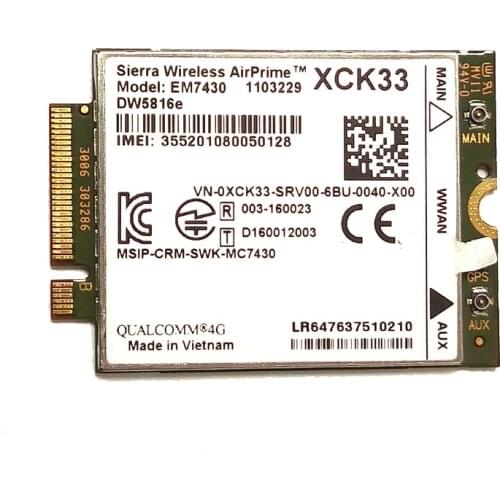 JINYUSHI for EM7430 DW5816e GOBI6000 cat6 300M 4G LTE WWAN DW5816e for DELL Latitude 7280 7285 7290 7389 7390 7480 7490 E7470