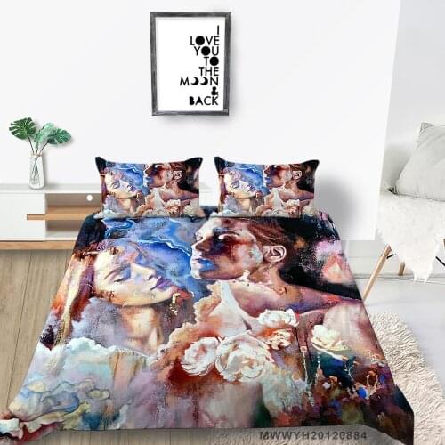 Painted Printing Bedding Set Sexy Couple Artistic Romantic Duvet Cover Queen King Twin Full Single Double Bed Set Comfortable