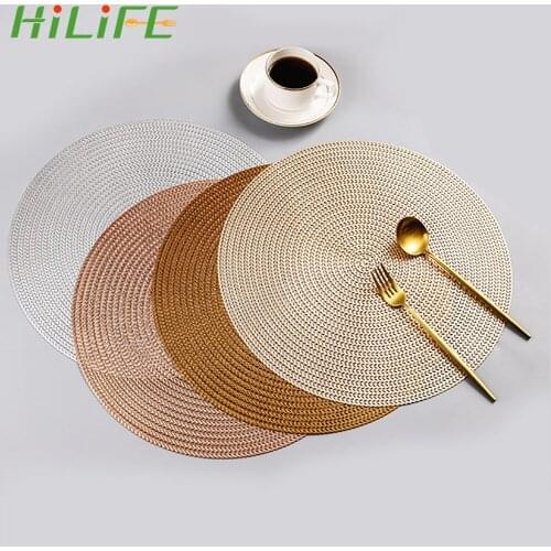 Dining Table Mat Non Slip PVC Round Design Kitchen Bowl Mat Coasters Pad Heat Resistant Wear Resistant Kitchen Accessories