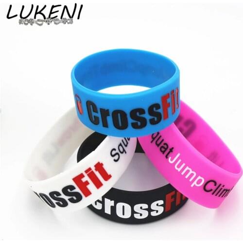 LUKENI 4PC New Fashion Jewelry CROSS FIT SJ Bracelets & Bangles Sports Black White Silicone Rubber Wristband Bands Gifts SH046
