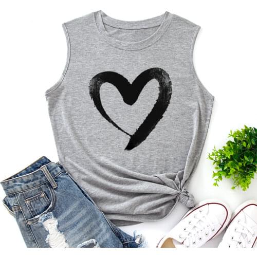 Ink Love Heart Funny Tank Tops Women Vest Tanks Top Summer Shirt Sleeveless T-Shirts Casual Muscle Fitness Tee Shirts Clothes