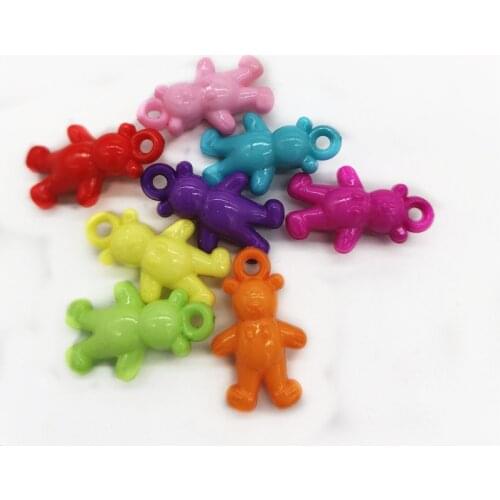 Fashion Acrylic Multi Color DIY Loose Bear Animal Beads Fit For Jewelry Findings 25*16mm 50 pieces y15741