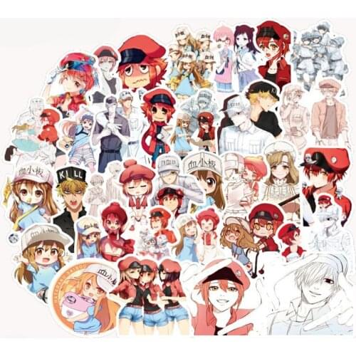 50Pcs Japanese Anime Cells At Work Stickers For Motorcycle Notebook Computer Car DIY Childrens Toys Guitar Refrigerator