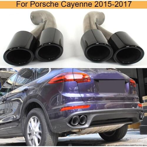 Tail Exhaust Tips Muffler Pipe For Porsche Cayenne 2015-2017 Stainless Steel Mufflers Car Exhaust Tips Gloss Black Silver