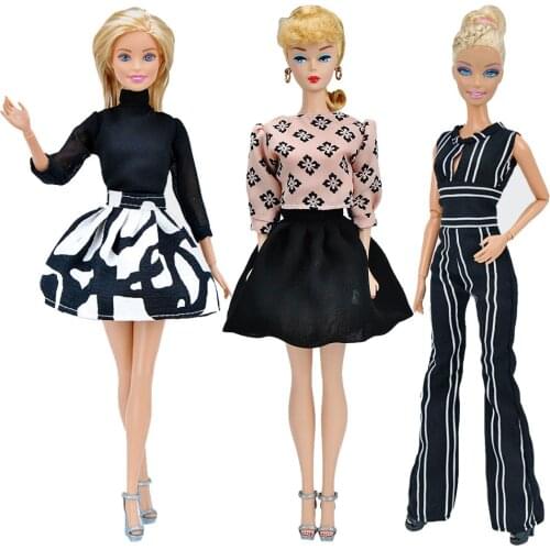 Fashion Office Suit Dress Black & White Rompers Outfits for 1/6 FR Xinyi Barbie Doll Accessories Play House Dressing Up Costume