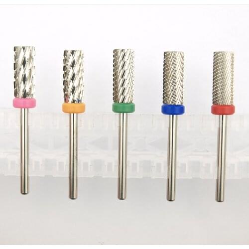 New Silver! Quality 5mm Small Flat Top barrel Original Tungsten steel Carbide Manicure Nail drill bit File Accessories