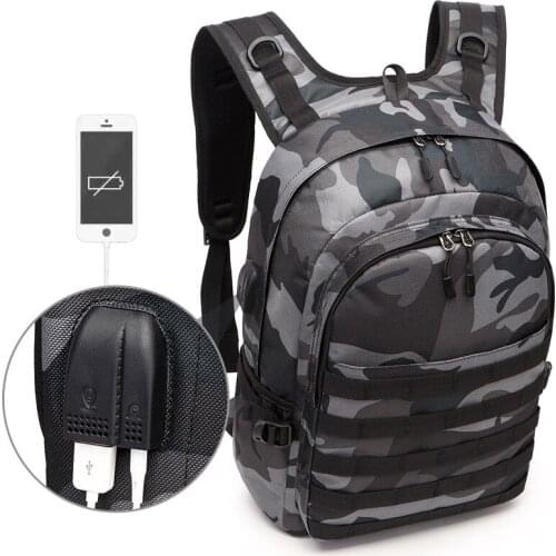 New PUBG Backpack Men Bags Mochila Pubg Battlefield Infantry Pack Camouflage Travel Canvas USB Headphone Jack Back Bag Knapsack