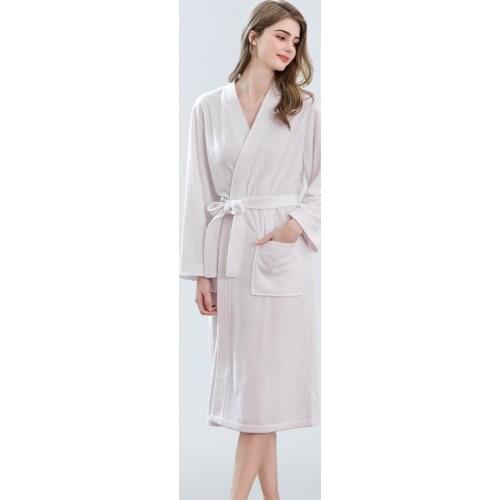 Sleepwear Newstyle Autumn and Winter Nightwear Lovers Hot Spring Beach Robe Solid Color Womens Robe Men Bath Robe