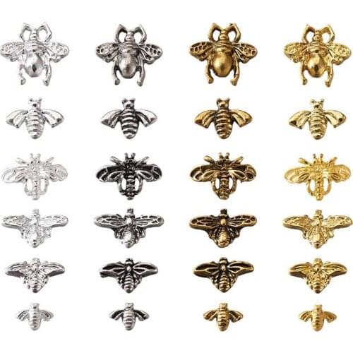 Pandahall 120pcs/box Bees Alloy Cabochons Phone Decoration Nail Art Decoration Accessories DIY Crystal Epoxy Resin Material