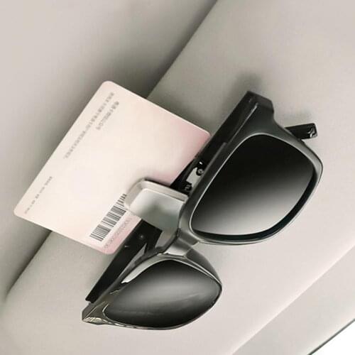 Portable Car Glasses Holder Clip Faux Leather Visor Sunglasses Ticket Card Clip Holder Convenient Car Interior Accessories