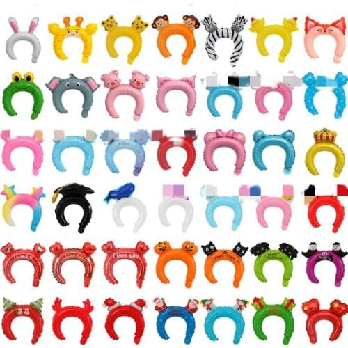 50pcs headband aluminum foil balloon headband happy birthday balloon children small gift balloon cartoon animal wedding balloon