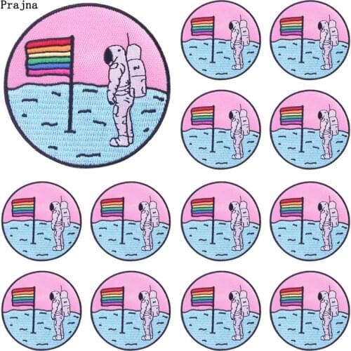 Prajna 10 PCS Space Astronaut Patches On clothes DIY Iron On Embroiderd Patches For Clothing Sticker Applique Sapce Badges