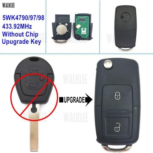 WALKLEE Upgrade Remote Key 433.92 MHz for SEAT Alhambra/Ibiza/Arosa/Cordoba 5WK4790/97/98 without Immobilizer Chip