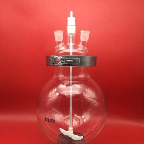 5L Open glass Reactor Three head connector Cover Stainless Steel Clamp Thick Material Reaction Bottle