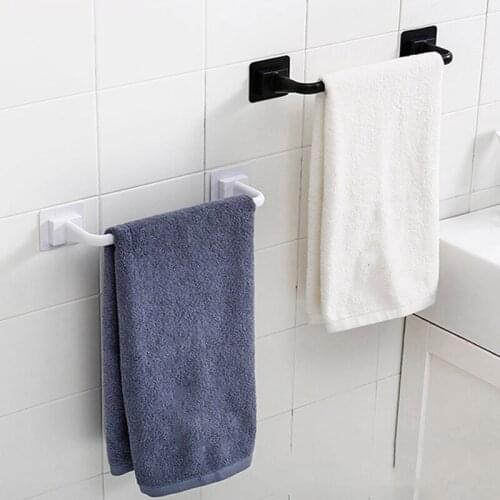 Self-adhesive Towel Holder Rack Wall Mounted Towel Hanger Bathroom Towel Bar Shelf Roll Holder Hanging Hook Bathroom Organizer