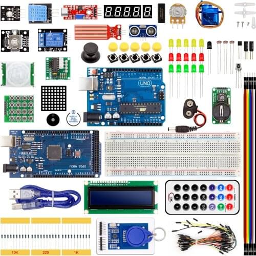 Kit for arduino uno with mega 2560 / lcd1602 / hc-sr04 /dupont line in plastic box