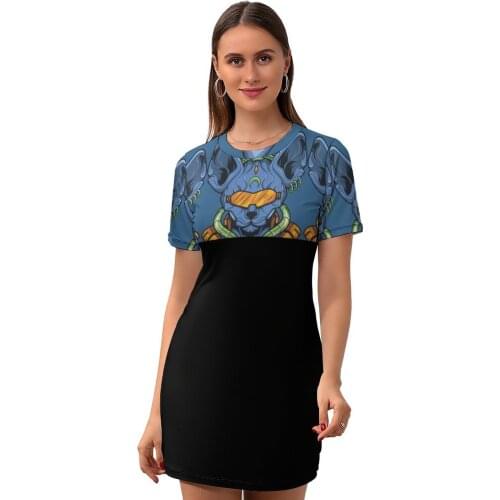 Sphynx Cat Dress Short Sleeve Polyester Ladies Bodycon Autumn Curvy Beautiful Printed One-Piece