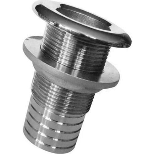 Silver Stainless Steel Marine 316 Drain Joint Fitting For Boat Yacht 16.5mm Thru Hull 1/2" Drain Pipe Tube Hose Barb Connector