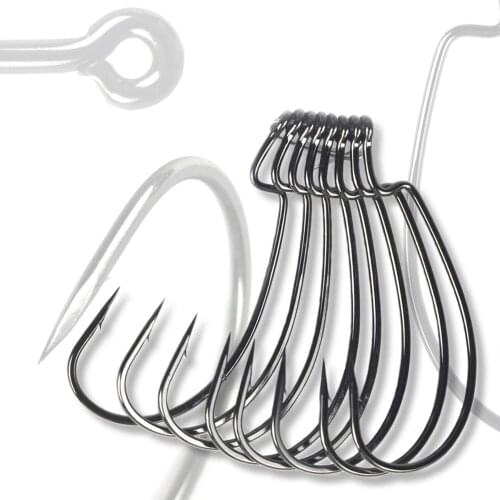 Thetime 9003 Fishing Soft Worm Hamecon Texan Offset Hooks For Trout Perch Crappie Softjerk High Carbon Steel Wide Hook #1-#5/0