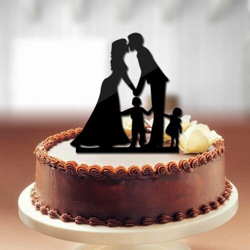 Top fashion Wedding Cake europe home decora Acrylic Black Cake Toppers Decoration Furniture Sticker Mariage Party Supplies
