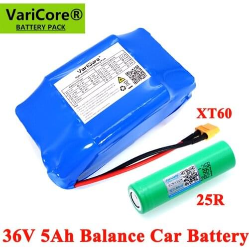 VariCore 36V 5Ah 5000mAh INR18650-25R 2 wheel electric scooter self balancing 18650 lithium battery pack for Self-balancing Fits