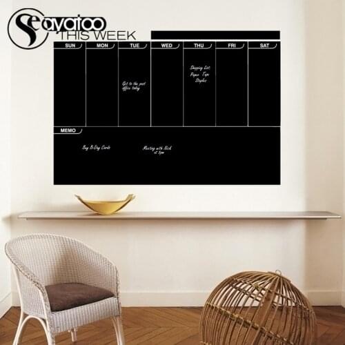 This Week Planner Erasable Blackboard Chalkboard Weekly Calendar Memo Vinyl Wall Decal Stickers 56x82cm