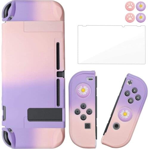 Dockable Switch Full Protective Case Cover For Nintendo Switch Joy-Con Controllers with Glass Screen Protector, Anti-Scratch