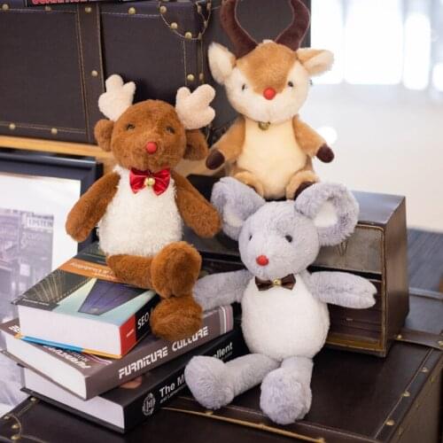 1PC Lovely Doll Christmas Plush Toy Bell Rat Mouse Deer Antelope Sheep Christmas Festival Decoration Party For Kids Gifts