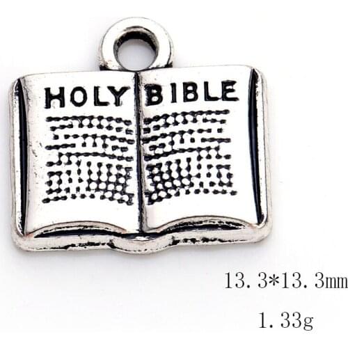 10Pcs 13mm Holy Bible Bulk Religious Charms For Bracelets Praying Book Pendant Charms Jewelry DIY Making