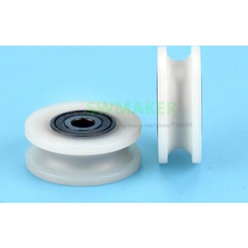 10pcs 5*26.5*10mm U groove rolling double bearing plastic sheave, wire rope / over line nylon wheel , rust preventio