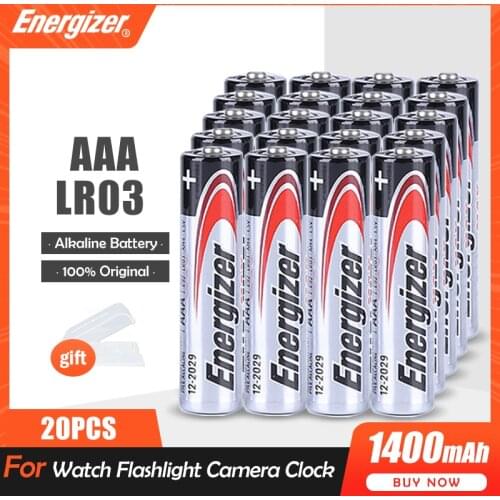 20PCS Energizer 1.5V AAA Alkaline Battery LR03 For Flashlight Clock Mouse Remote Control Toothbrush Meter Dry Primary Battery