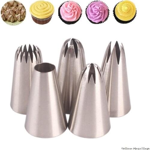 5PCS Icing Piping Pastry Nozzle Cookies Supplies Russian Cakes Decoration Set Stainless Steel Kitchen Gadgets Fondant Decor
