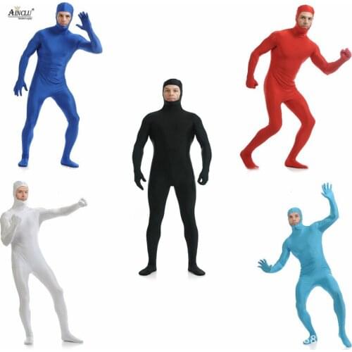 Ainclu Mens Kids Spandex Nylon Zentai Body Second Skin Tight All-inclusive Open Face Dancewear Costume Hallween Bodysuit