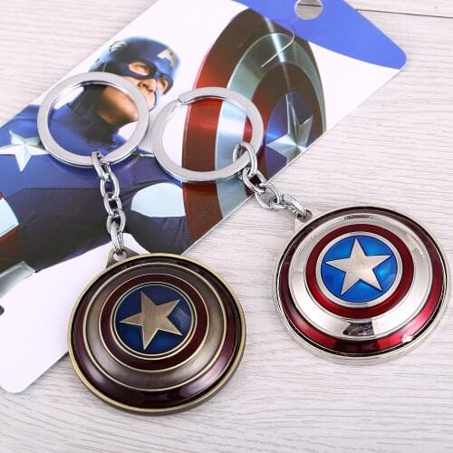 Captain Key Chain Rotatable Shield Key Holder Rings Accessories For Gift Chaveiro Car Keychain Jewelry Holder Souvenir