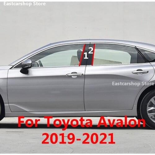 For Toyota Avalon 2019 2020 2021 Car B C Pillar Middle Central Column PC Window Black Carbon Fiber Decoration Strip Sticker