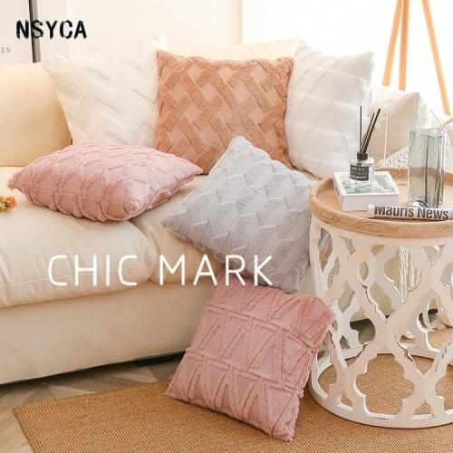 Home Pillow Case fashion Geometric Pattern Plush Sofa Cushion Cover Removable Living Room Decorative Cushion Pillow Cover 45*45