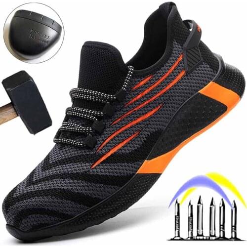 Breathable Male Steel Toe Work Shoes Puncture-Proof Safety Shoes Man Work Sneakers Indestructible Safety Boots Male Dropshipping