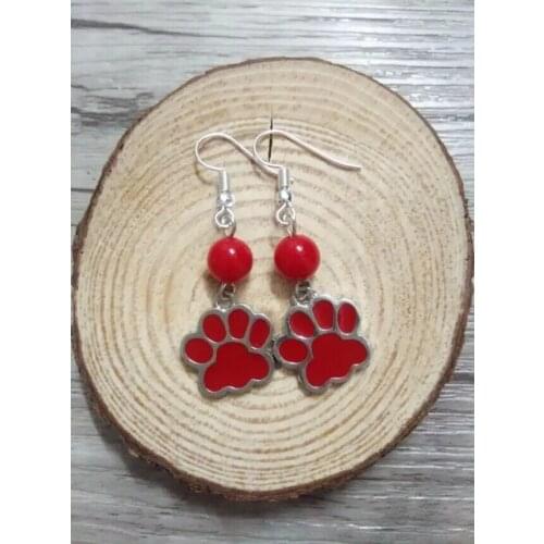 Enamel dog / cats claw &candy-color beads New Fashion Alloy DIY Jewelry Dangle Earrings For Woman&Girl Gift Z290