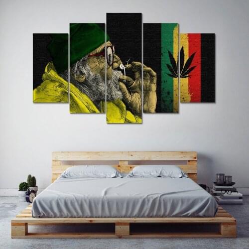 HD Printed Canvas Home Decor Wall Art Pictures 5 Pieces Smoke Cloud And National Flag Painting Living Room Poster(No Frame)