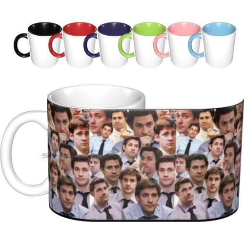 Jim Halpert Faces Collage Ceramic Mugs Coffee Cups Milk Tea Mug Jim Halpert The Office Dunder Mifflin Collage Trending Cute