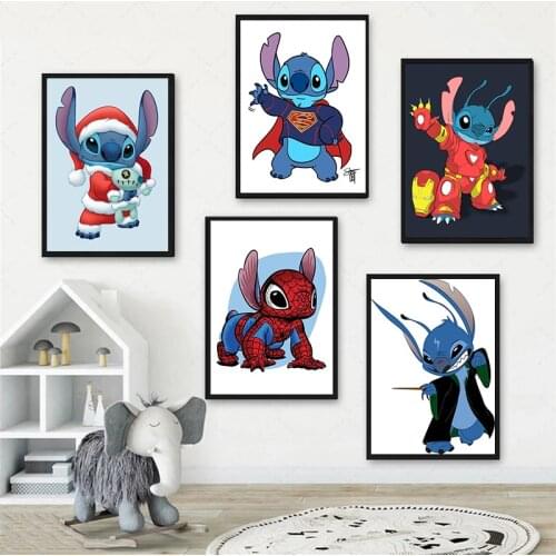 Disney Cartoon Lilo & Stitch Canvas Painting Cute marvel Interstellar Baby posters and prints wall picture for living room decor