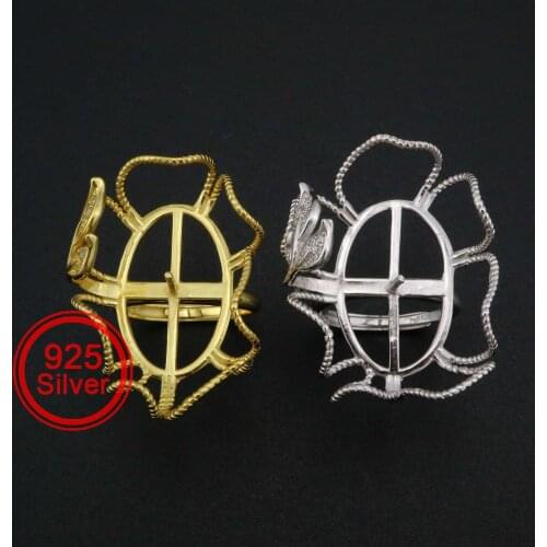 20x25MM Ring Settings for Baroque Irregular Shape Stone Solid 925 Sterling Silver Gold Plated Adjustable Ring Bezel 1224075