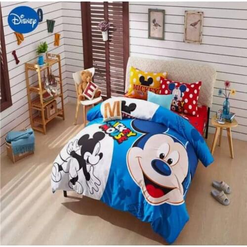 Disney Mickey Minnie Mouse Cotton Duvet cover Frozen Elsa Bedding Sets Twin Queen Girl Kids Bed Linens Cartoon Home Textiles