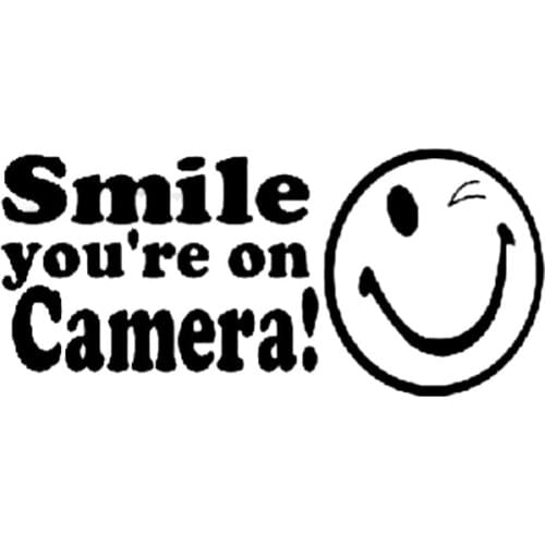 15.2CM*7.1CM Smile Youre On Camera Business Or Home Security Window Creative Sticker Car Stickers Decals Black Sliver C8-1271