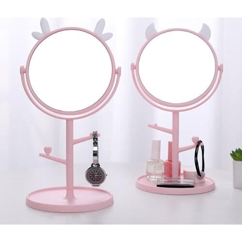 Creative Simple Beauty Princess Mirror Desktop Countertop Spin Assembly Makeup MirrorTable Base Use for Bathroom Travel Ordinary