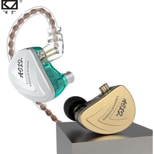 KZ AS12 Earphones 12BA Balanced Armature Drives HIFI Bass Headset Noise Cancelling