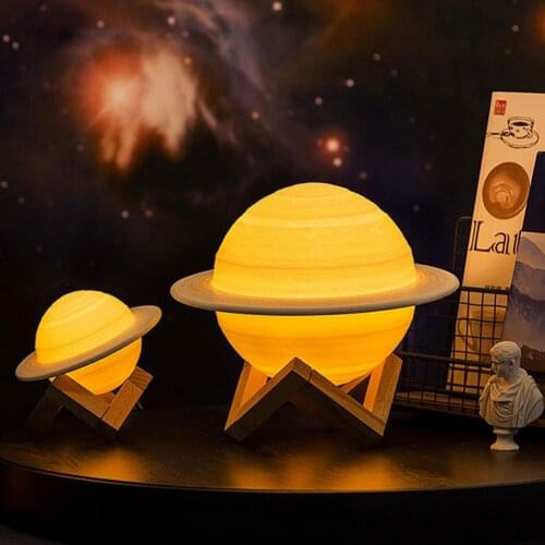 3D Print Saturn Moon Lamp Touch Control Night Light Kids Gifts LED Bedroom Night Light With Remote Control Childrens Gift Night