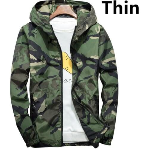 Hot Selling Thin Camouflage Jacket 2018 Spring Autumn New Men Casual Sunscreen Student Thin Windbreaker Hooded Jacket Large Size
